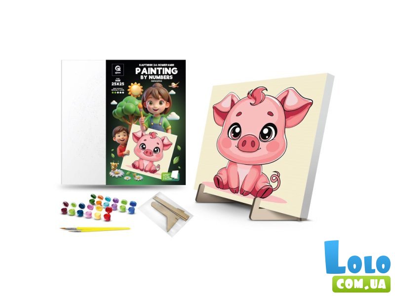 Картина по номерам Поросенок, Qbee (25х25 см)