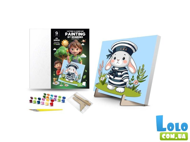 Картина по номерам Зайка-морячок, Qbee (25х25 см)