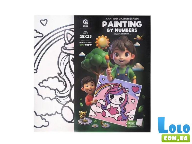 Картина по номерам Милая единорожка, Qbee (25х25 см)