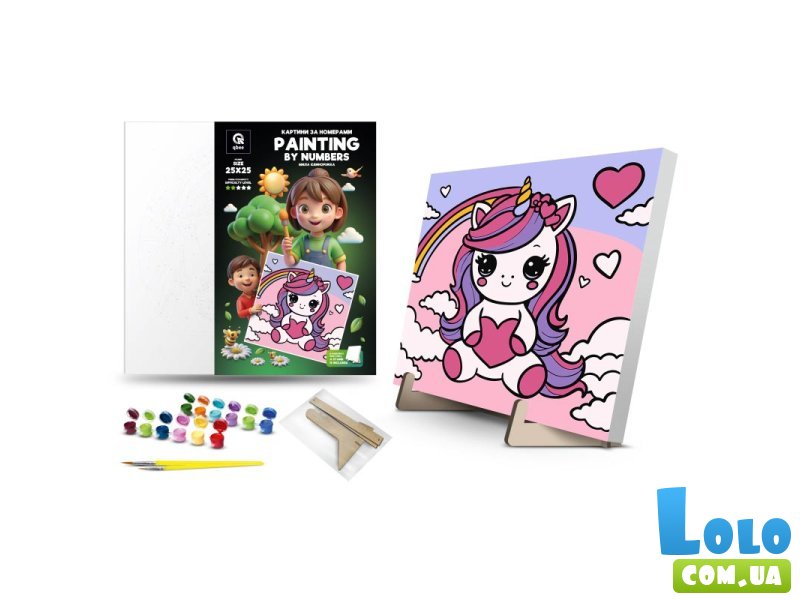 Картина по номерам Милая единорожка, Qbee (25х25 см)