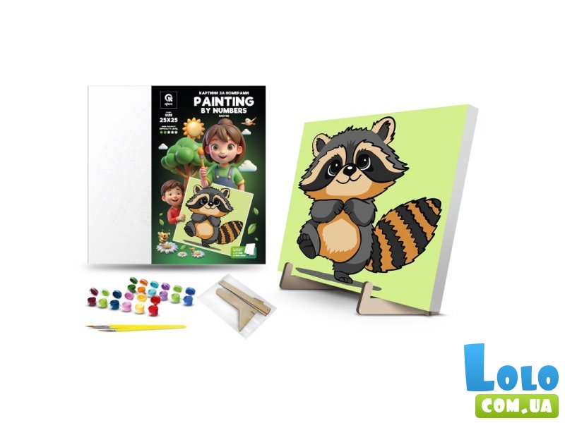 Картина по номерам Енотик, Qbee (25х25 см)