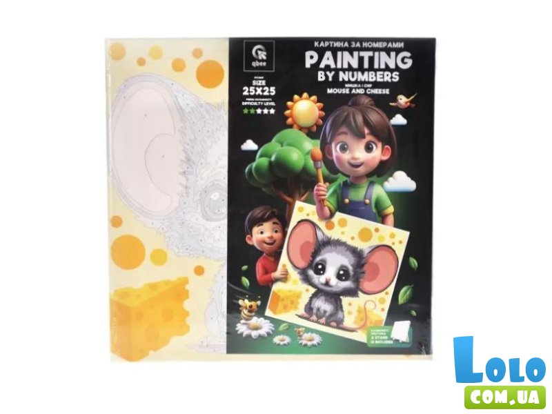 Картина по номерам Мышь и сыр, Qbee (25х25 см)