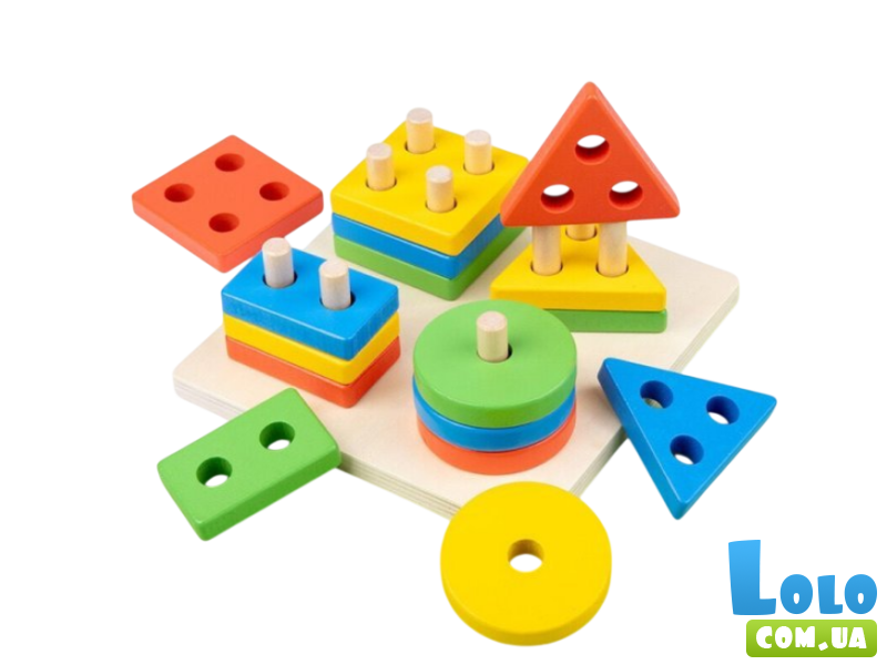 Деревянная логическая доска-сортер Геометрические фигуры