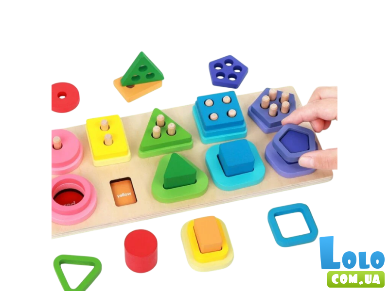 Деревянная логическая доска-сортер Геометрические фигуры