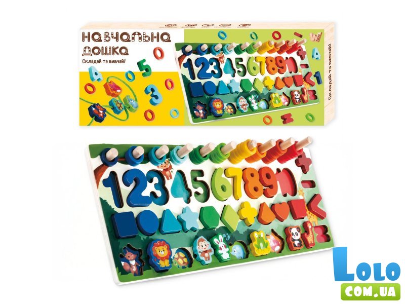 Логическая деревянная доска-сортер со шнуровкой, WToys