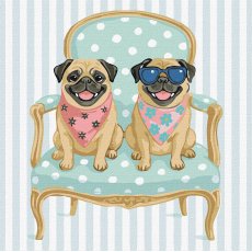 Картина по номерам Мопсы, Идейка (40x40 см)