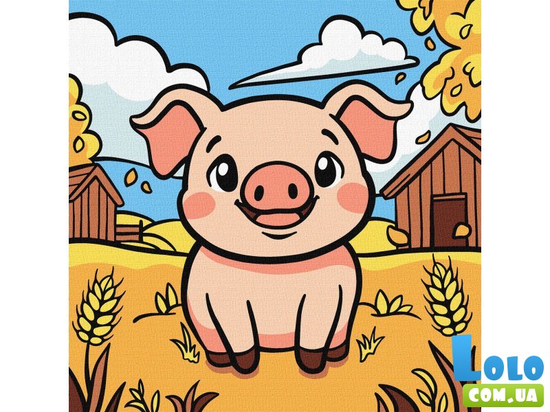 Картина по номерам Милый поросенок, Идейка (25х25 см)