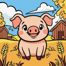 Картина по номерам Милый поросенок, Идейка (25х25 см)