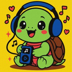 Картина по номерам Черепашка слушает музыку, Идейка (25х25 см)