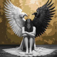 Картина по номерам Две стороны души, с красками металлик, Идейка (40х40 см)