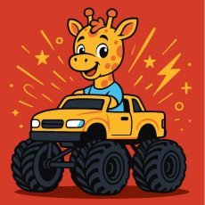 Картина по номерам Жираф на машине, Идейка (25х25 см)