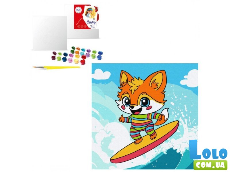 Картина по номерам Лето. Лисенок на волне, Идейка (25х25 см)