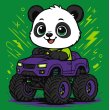 Картина по номерам Панда на машине, Идейка (25х25 см)