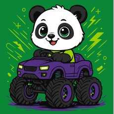 Картина по номерам Панда на машине, Идейка (25х25 см)