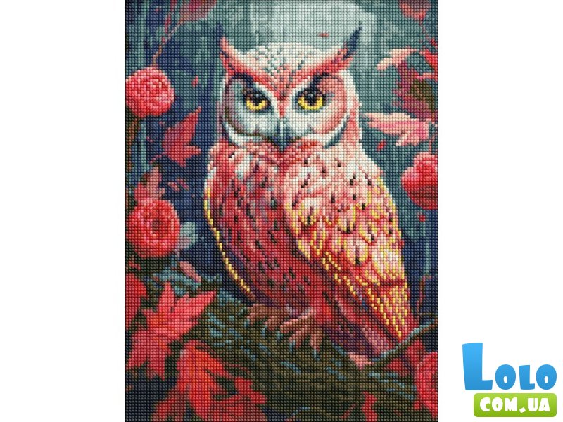 Алмазная мозаика Красочная совушка с АВ стразами, Идейка (30х40 см)