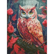 Алмазная мозаика Красочная совушка с АВ стразами, Идейка (30х40 см)