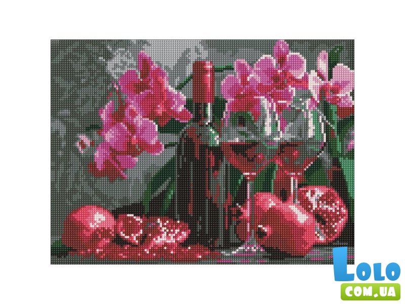 Алмазная мозаика Вино и орхидеи, Идейка (30х40 см)