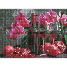 Алмазная мозаика Вино и орхидеи, Идейка (30х40 см)
