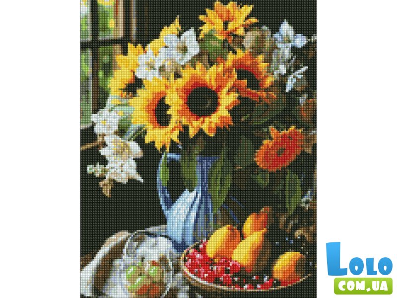 Алмазная мозаика Натюрморт с подсолнечниками, Идейка (40х50 см)