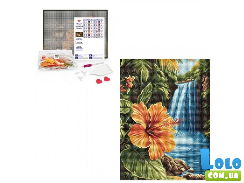 Алмазная мозаика Тропический водопад, Идейка (30х40 см)