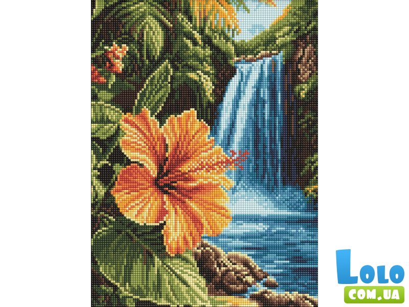 Алмазная мозаика Тропический водопад, Идейка (30х40 см)