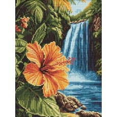 Алмазная мозаика Тропический водопад, Идейка (30х40 см)