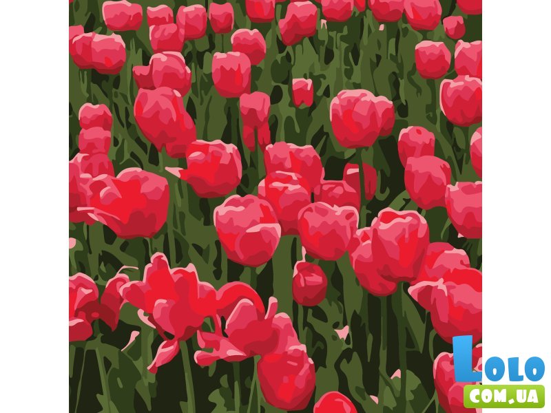 Картина по номерам Красные тюльпаны, Strateg (20х20 см)