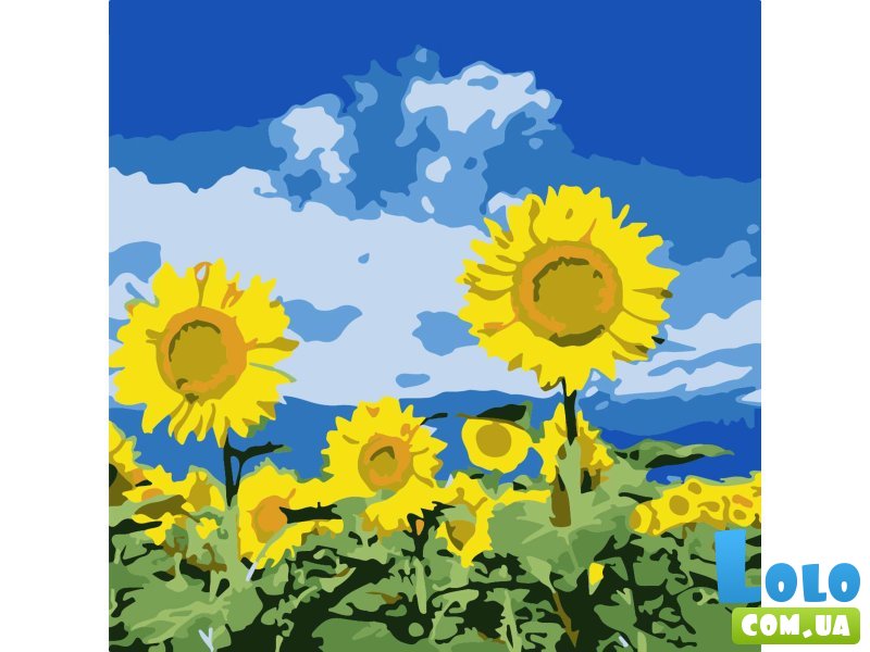 Картина по номерам Подсолнухи под небом, Strateg (20х20 см)