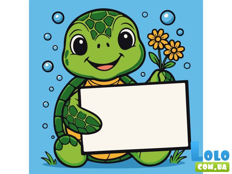 Картина по номерам Черепаха с открыткой, Strateg (20х20 см)