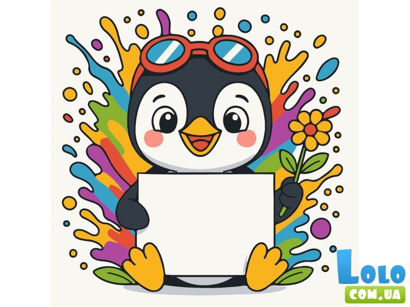Картина по номерам Пингвин с открыткой, Strateg (20х20 см)