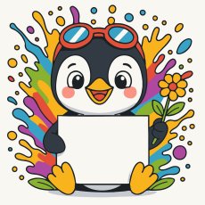 Картина по номерам Пингвин с открыткой, Strateg (20х20 см)