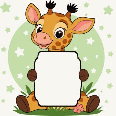 Картина по номерам Жираф с открыткой, Strateg (20х20 см)