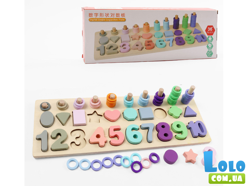 Деревянная логическая доска с магнитной рыбалкой Геометрические фигуры