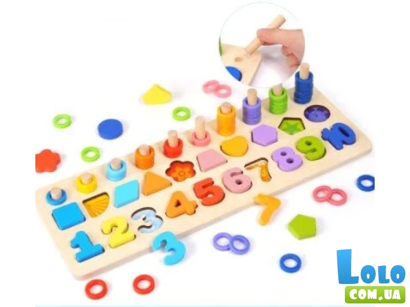 Деревянная логическая доска с магнитной рыбалкой Геометрические фигуры