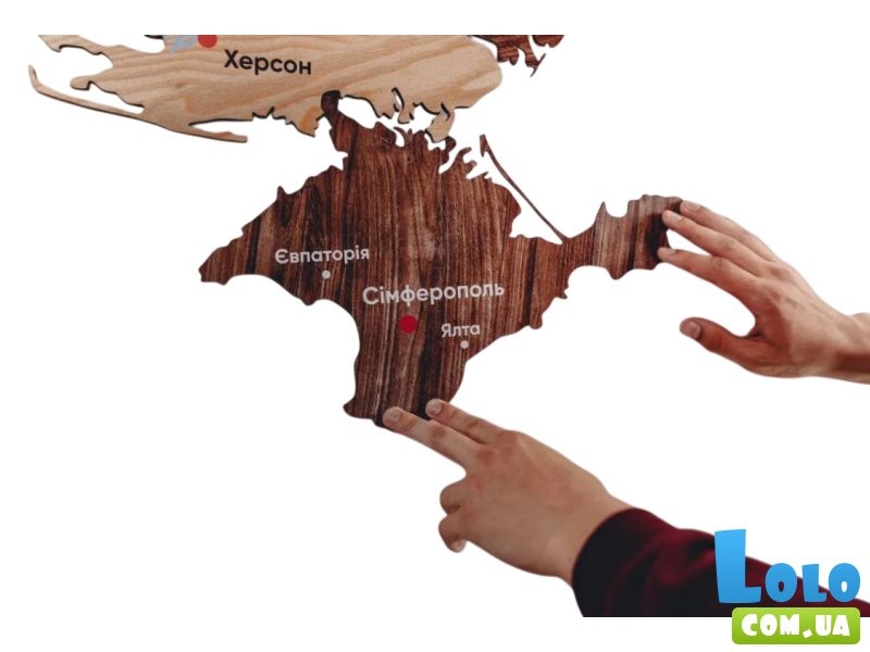 Деревянный пазл Карта Украины настенная двухслойная, PuzzleOK, 43 эл.