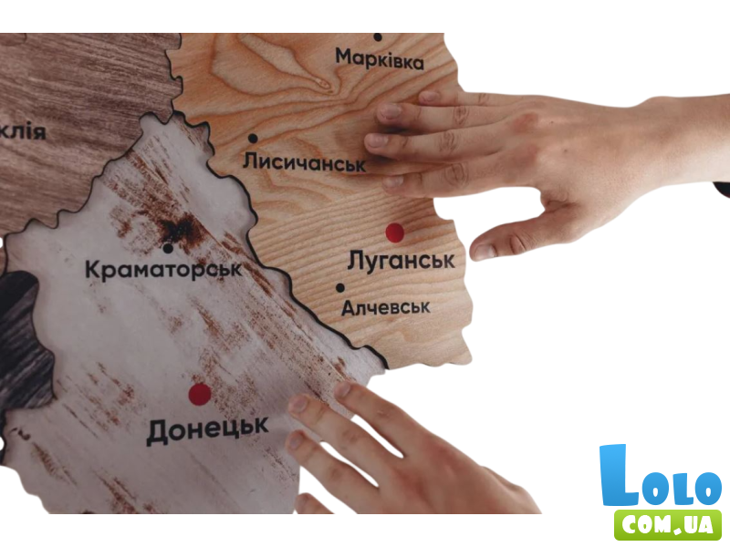 Деревянный пазл Карта Украины настенная двухслойная, PuzzleOK, 43 эл.