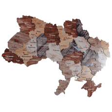 Деревянный пазл Карта Украины настенная двухслойная, PuzzleOK, 43 эл.