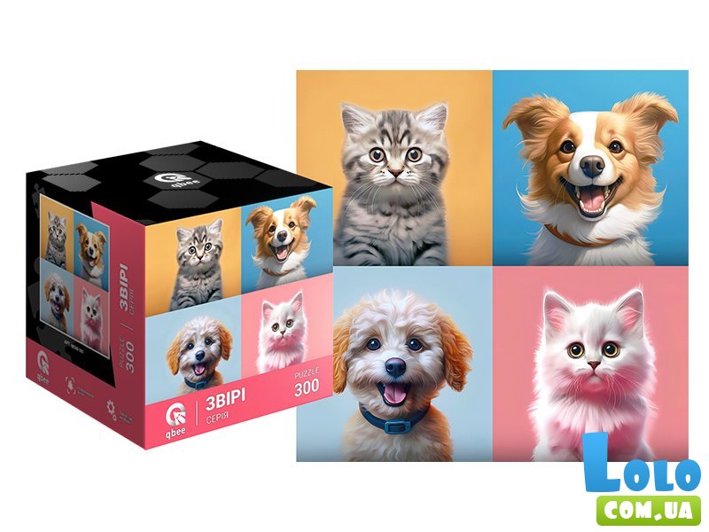 Пазлы Звери: Пара собачек и котят, 300 эл.
