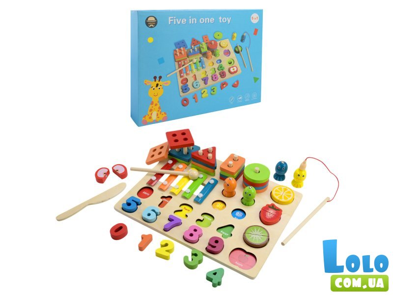 Деревянная игрушка-сортер 5 в 1