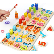 Деревянная логическая доска с магнитной рыбалкой Фрукты и овощи