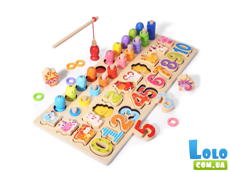 Деревянная логическая доска с магнитной рыбалкой Животные