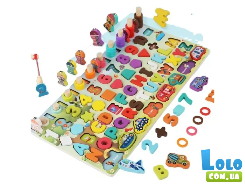 Деревянная логическая доска с магнитной рыбалкой и буквами английского алфавита