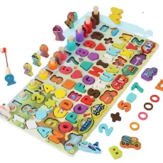 Деревянная логическая доска с магнитной рыбалкой и буквами английского алфавита