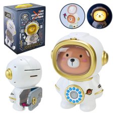 Копилка-сейф ночник Мишка-космонавт музыкальный со светом