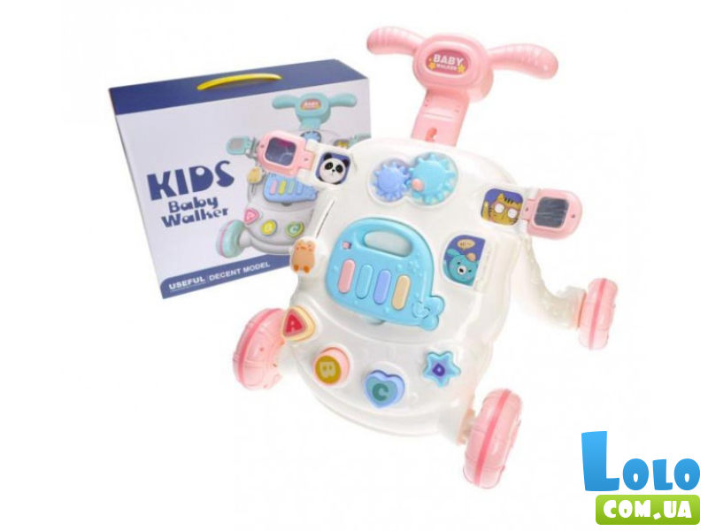 Каталка-ходунки с игровым центром (розовый)