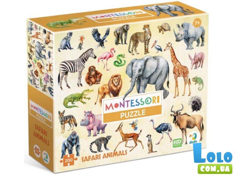 Пазл Животные Сафари Монтессори, DoDo, 200 эл.