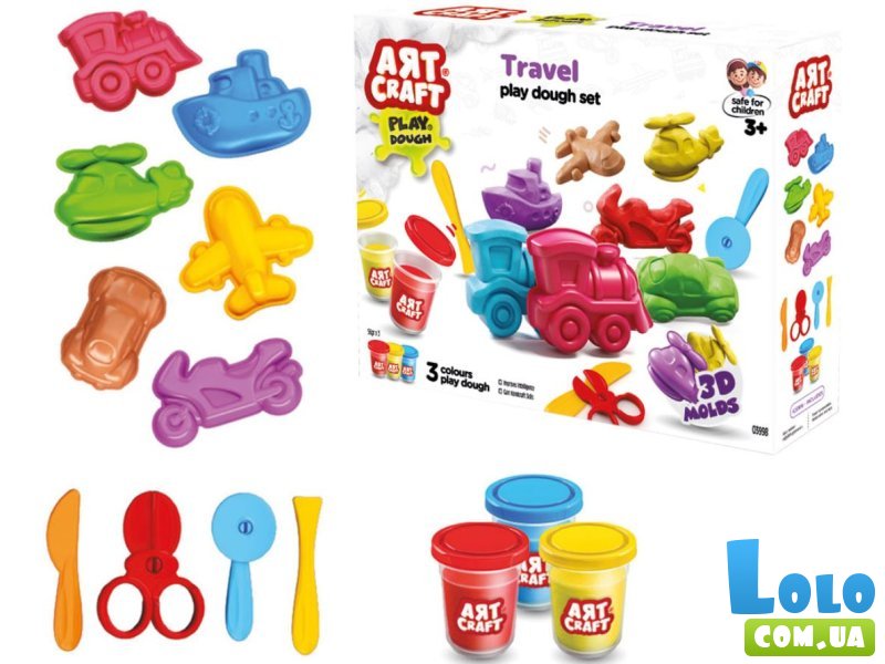 Тесто для лепки Транспорт, Dede, 3 цвета