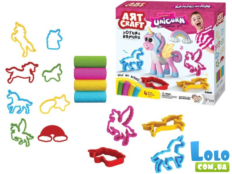 Тесто для лепки Единорог, Dede, 4 цвета