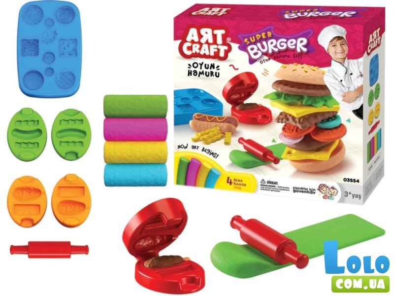 Тесто для лепки Бургер, Dede, 4 цвета