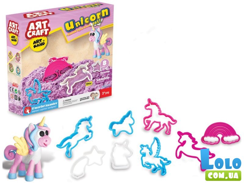 Кинетический песок + пасочки Единорог, Dede, 500 г